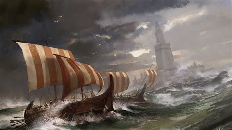 Brown Ship On Body Of Water Painting Boat Artwork Fantasy Art HD