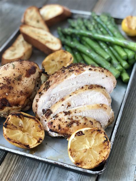 Grilled Lemon Rosemary Bone In Chicken Breasts