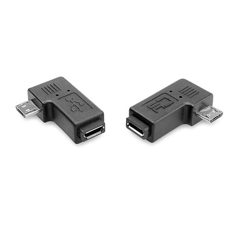 90 Degree Usb Male To Micro Female Plug Adapters 1 Pair Right Left Angle Micro Usb Male In