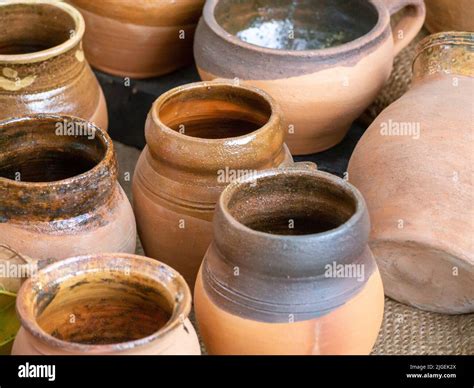 Pottery Vases On Shelf Artisan Handmade Products Stock Photo Alamy