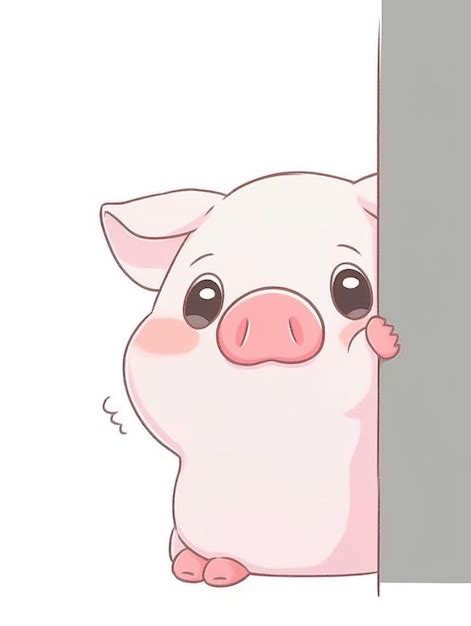 Cartoon Pig Peeking Out From Behind A Wall Generative Ai Premium Ai