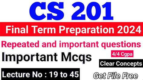 CS 201 Final Term Preparation 2024 C Full Course Subjective Full