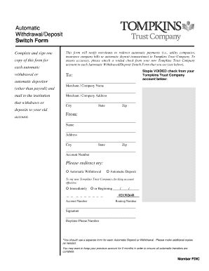 Fillable Online Switch Form Tompkins Trust Company Fax Email Print