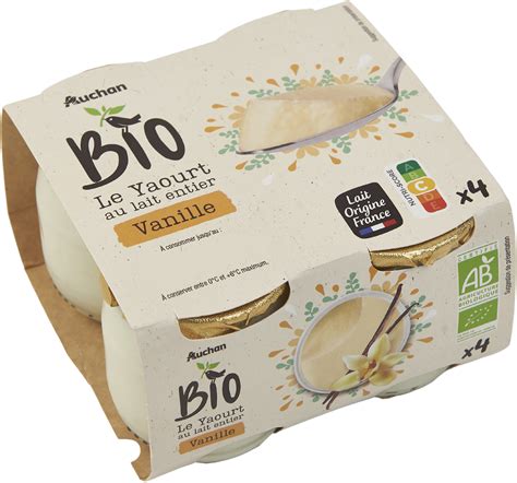 Le Yaourt Au Lait Entier Vanille Auchan 0 5 Kg