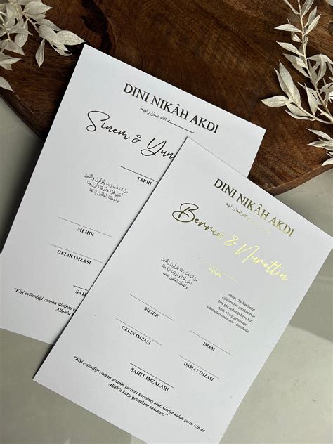 Dini Nikah Akdi Belgesi Personalized Wedding Registry Office Etsy