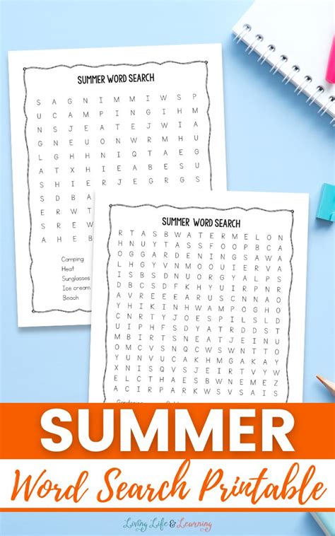 Summer Word Search Printable