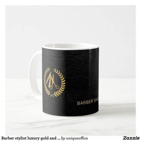 Barber Stylist Luxury Gold And Black Leather Coffee Mug Zazzle