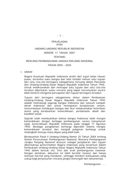 Undang Undang No Tahun Tentang Rencana Pembangunan Jangka