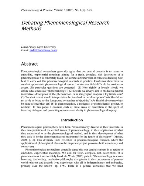 PDF Debating Phenomenological Research Methods