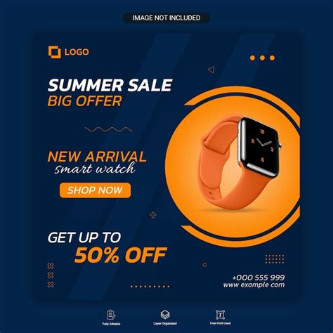 Premium Psd Summer Sale Smartwatch Social Media Post And Banner