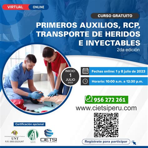 CURSO GRATUITO EN PRIMEROS AUXILIOS RCP TRANSPORTE DE HERIDOS E