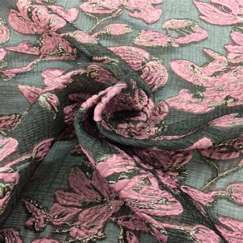 Tissu Jacquard Lurex Fleuris Haute Couture 14 Tissus Lionel