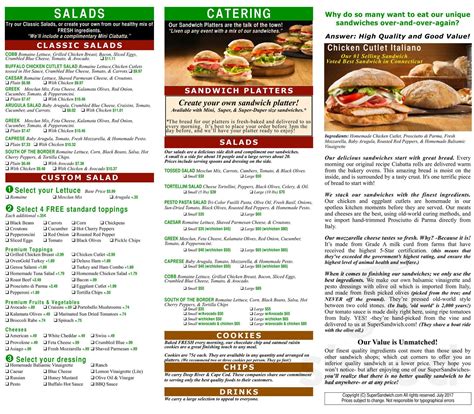 Super Sandwich menu in Shelton, Connecticut, USA