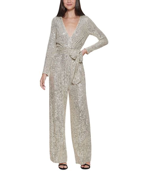 Eliza J Sequin Jumpsuit In Metallic Lyst