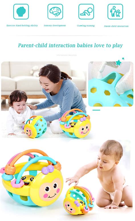 Arokoko Education Ball Rattles Bell Infant Baby Plastic Toy Soft Toy