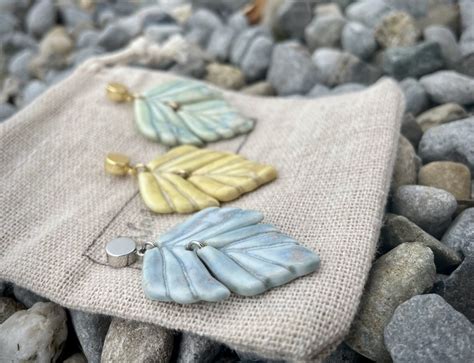 Blue Celadon Leaves Studs Wicklow Marketplace