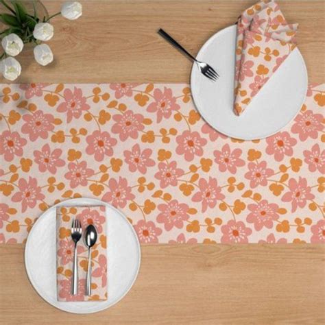 Pink Flowers Table Runner Pink Flowers Spoonflower Fabric Table Runners