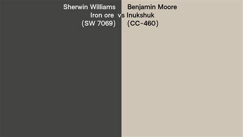 Sherwin Williams Iron Ore Sw 7069 Vs Benjamin Moore Inukshuk Cc 460