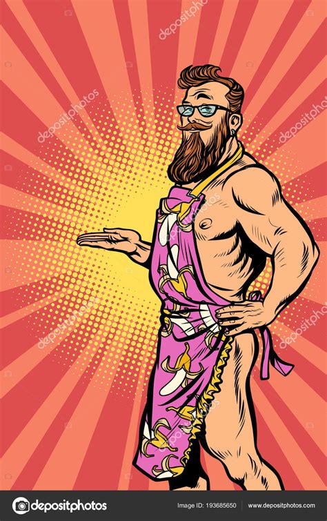 Naked Male Hipster Waiter Stock Illustration By Rogistok