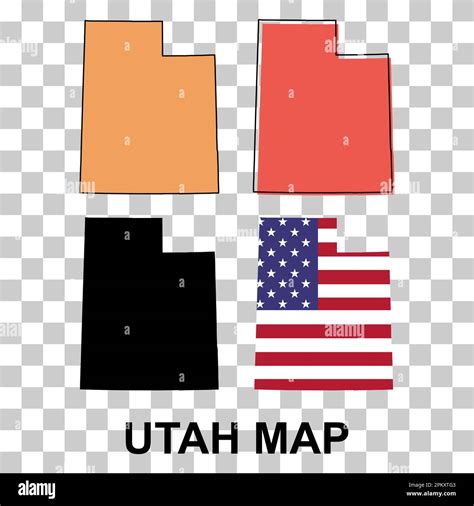 Set Of Utah Map Shape United States Of America Flat Concept Icon Symbol Vector Illustration