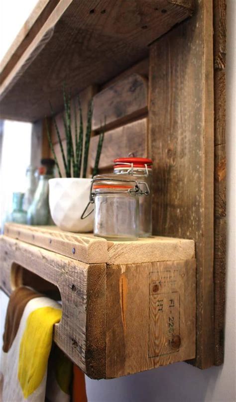 Diy Pallet Wood Kitchen Shelf Wall Unit Pallets