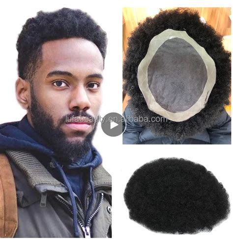 Afro Wigs For Black Men 6 Indian Human Hair Replacement Men Toupee