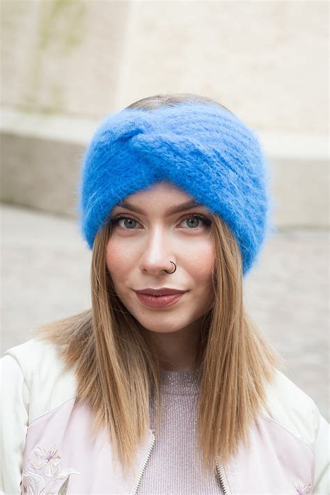 Angora Headband Twist Knitted Ear Warmer Fluffy Head Wrap Wide