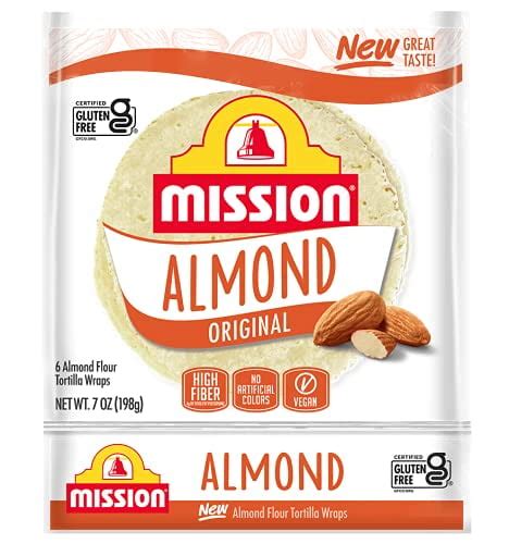 Mission Almond Flour 7 Tortilla Wraps Gluten Free High Fiber 6