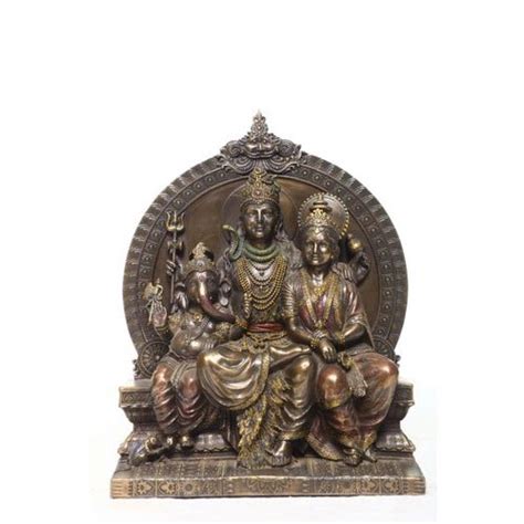 Multicolor Sitting Ceramic Shiva Parvati Ganesh Statue For Home Size