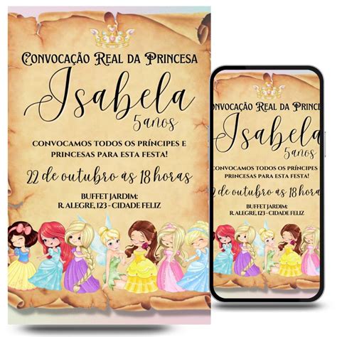 Convite Digital Princesas Disney Cute Baby Aquarela Elo