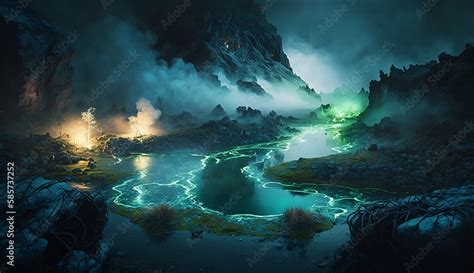 Geothermal World Bubbling Hot Springs Towering Geysers And A Fiery Landscape Raw Beauty And