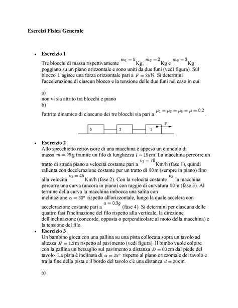 Esercizi Svolti Fisica Generale A A Esercizi Fisica