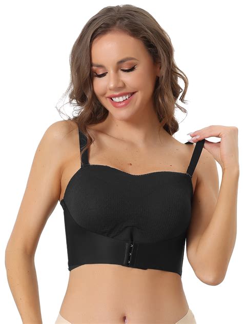 Unique Bargains Womens Wirefree Bras Strapless Breathable Push Up Bralette Xl Black