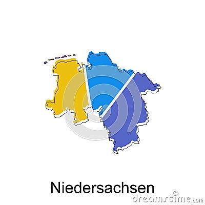 Map Of Niedersachsen Design Illustration Vector Symbol Sign Outline