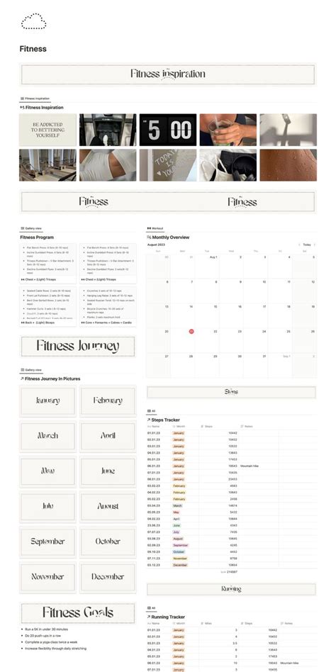 Cute Aesthetic Notion Templates Fitness Inspiration Fitness Program