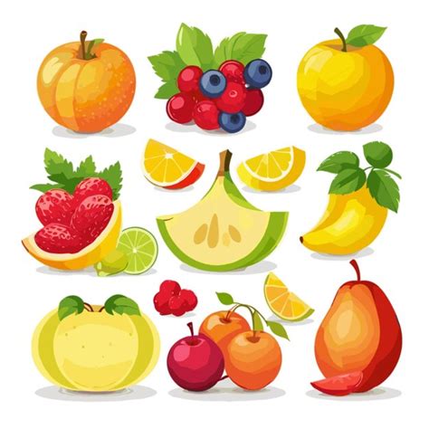 Vector De Frutas Sobre Fondo Blanco Vector Premium