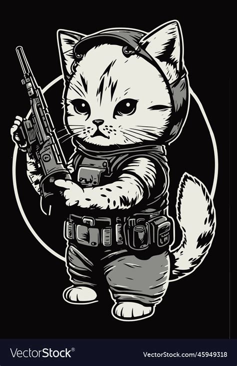 Cute little cat with pistol Royalty Free Vector Image