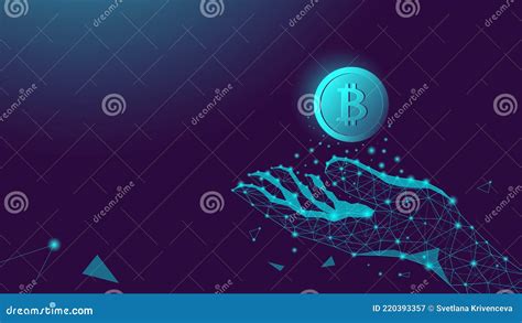 Human Polygonal Hand And Bitcoin Manet Stock Vector Illustration Of