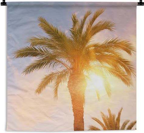 Wandkleed Wanddoek Palmboom Zomer Zon Tropical X Cm