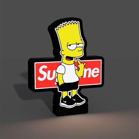 Supreme Bart Simpson Lightbox LED Lamp by braga3dprint | Printables Store