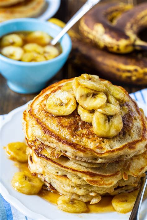 Banana Pancakes With Caramel Syrup Spicy Southern Kitchen