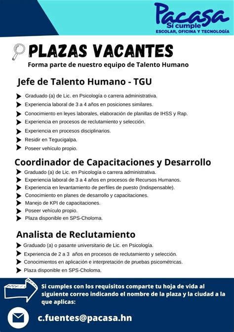 Plazas Disponibles Pacasa