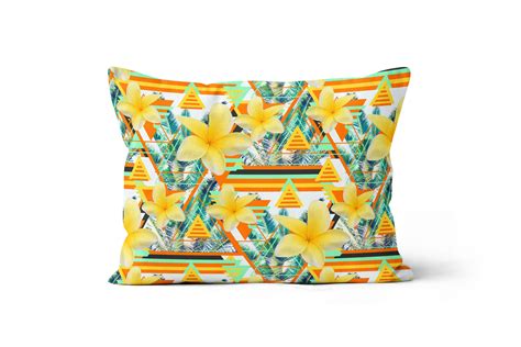 Sunshine Yellow Plumeria Flowers Boudoir Pillow — Beach Surf Decor By