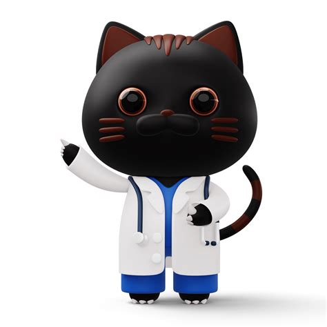 Cute Doctor Cat 3d Cartoon Cat Character 3d Rendering 24135070 Png