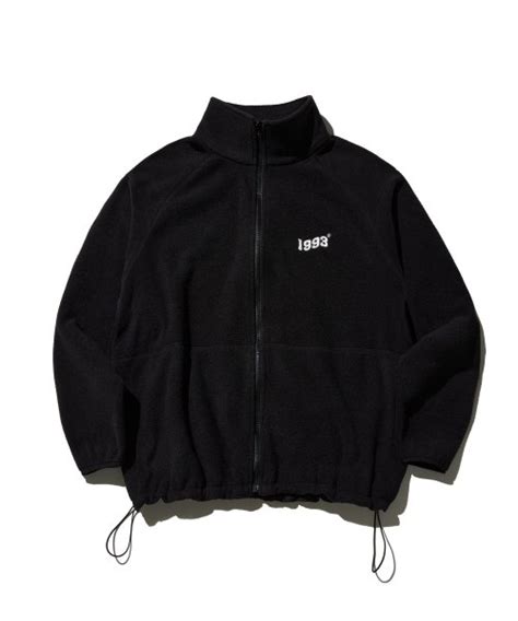 MUSINSA 1993STUDIO Wave Logo Fleece Zip Up Black