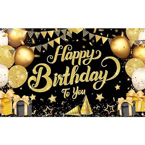 Katchon Black And Gold Happy Birthday Banner Xtralarge X Inch