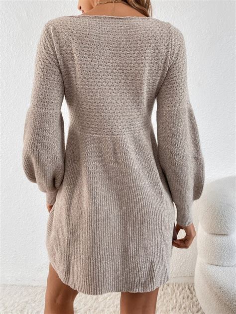 Shein Frenchy Lantern Sleeve Ribbed Knit Sweater Dress Shein Usa