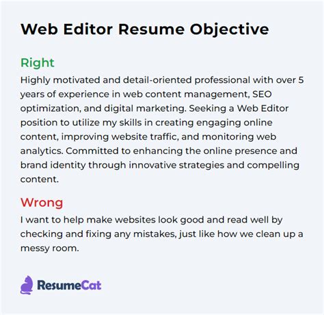 Top 18 Web Editor Resume Objective Examples Resumecat