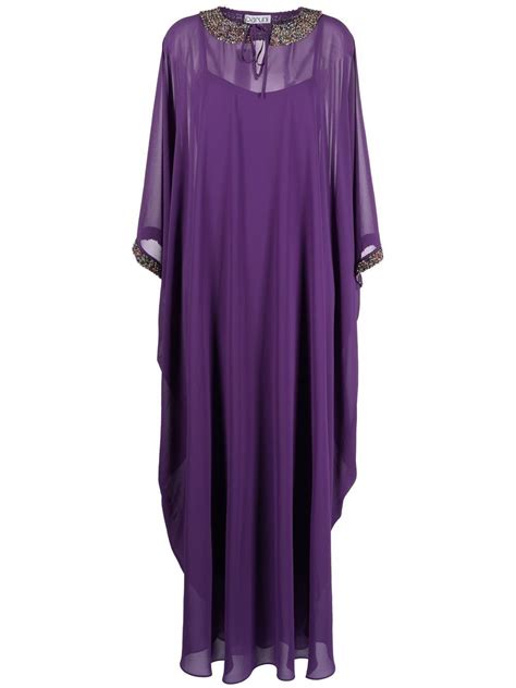 Baruni Bead Embellished Maxi Kaftan Dress Purple Editorialist