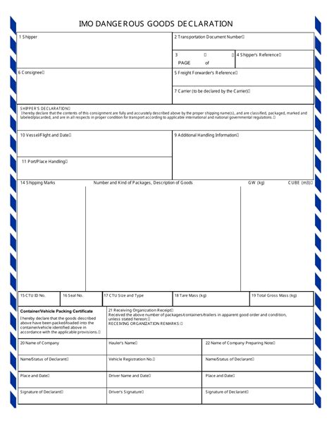 Imo Dangerous Goods Declaration Form Fill Out Sign Online And